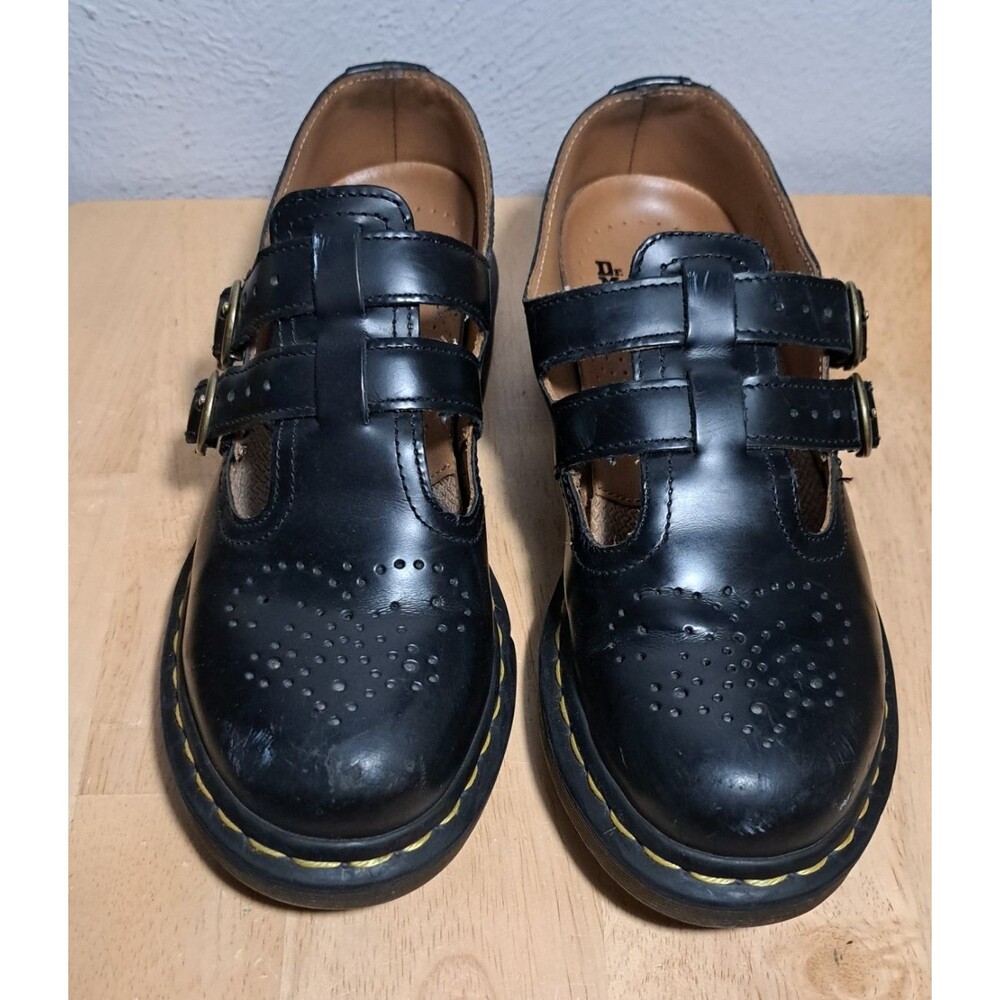 Dr. Martens 12916 Mary Jane Shoes Womens Size 6 Black Leather Double Strap